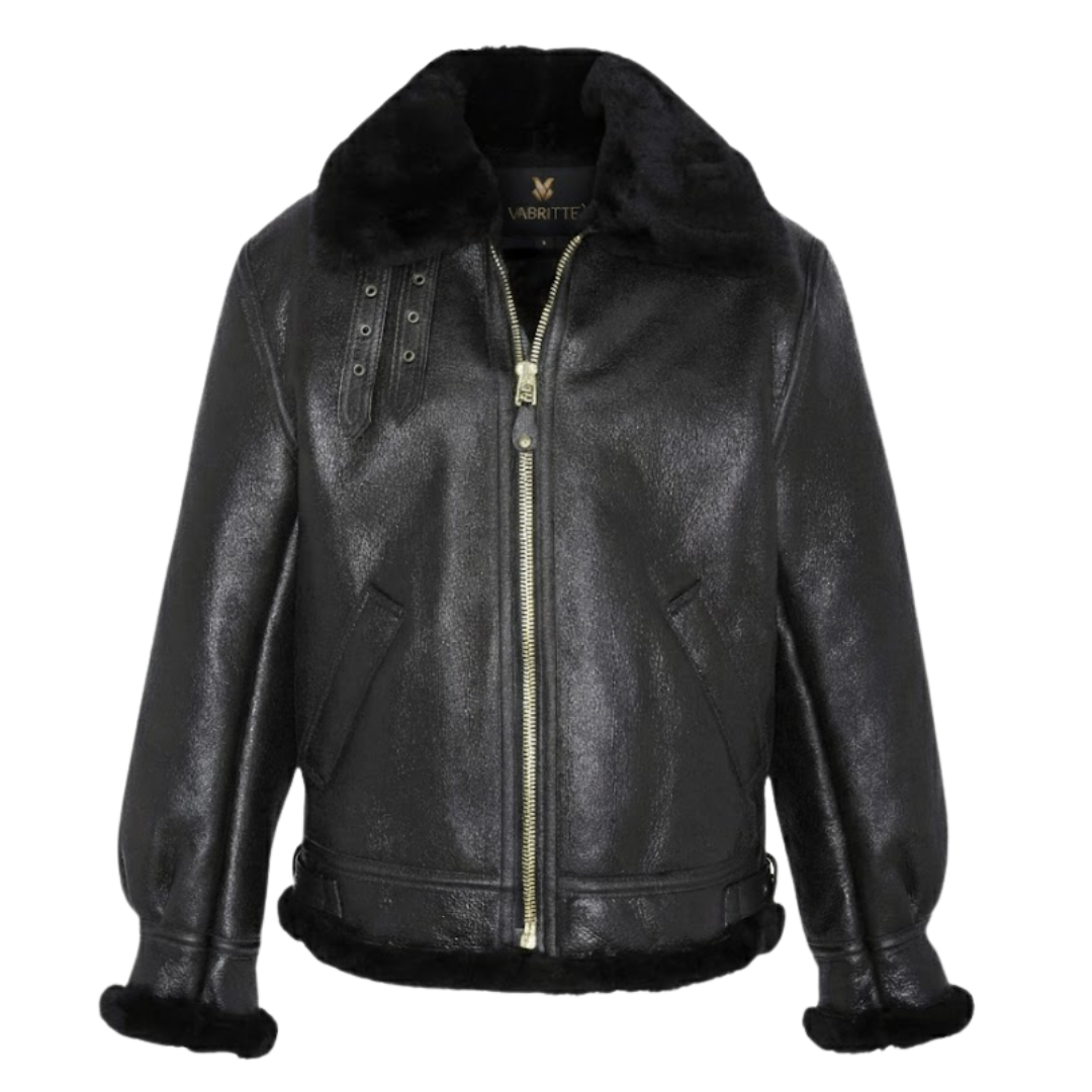 Vabritte™ Blackfrost Aviator Leather Jacket