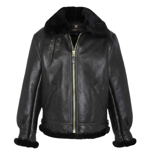 Vabritte™ Blackfrost Aviator Leather Jacket