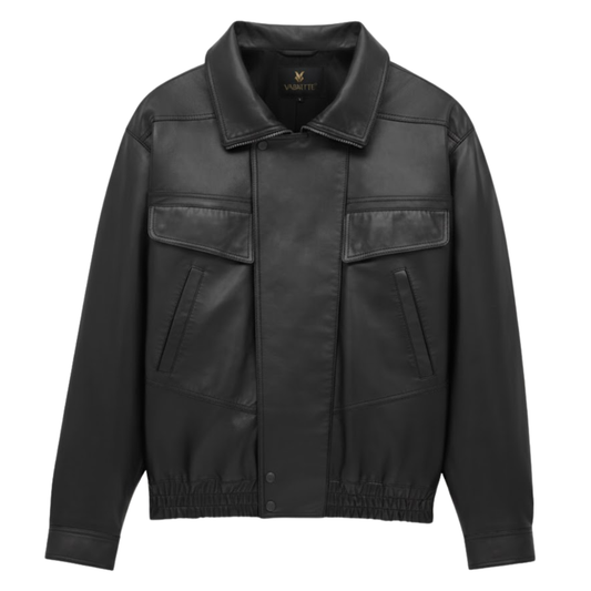 Vabritte™ Driftline Utility Leather Jacket