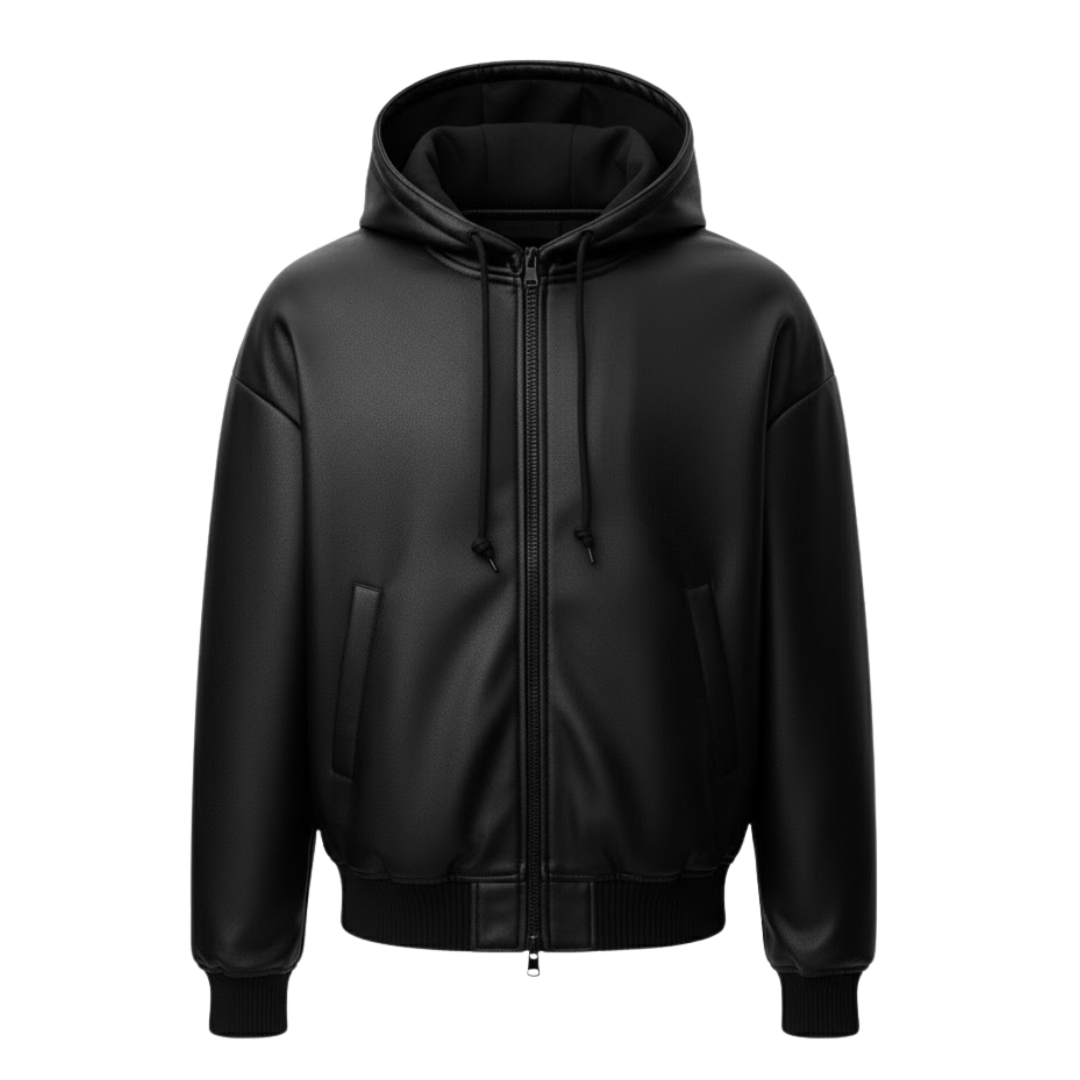 Vabritte™ Shadowline Hooded Leather Jacket