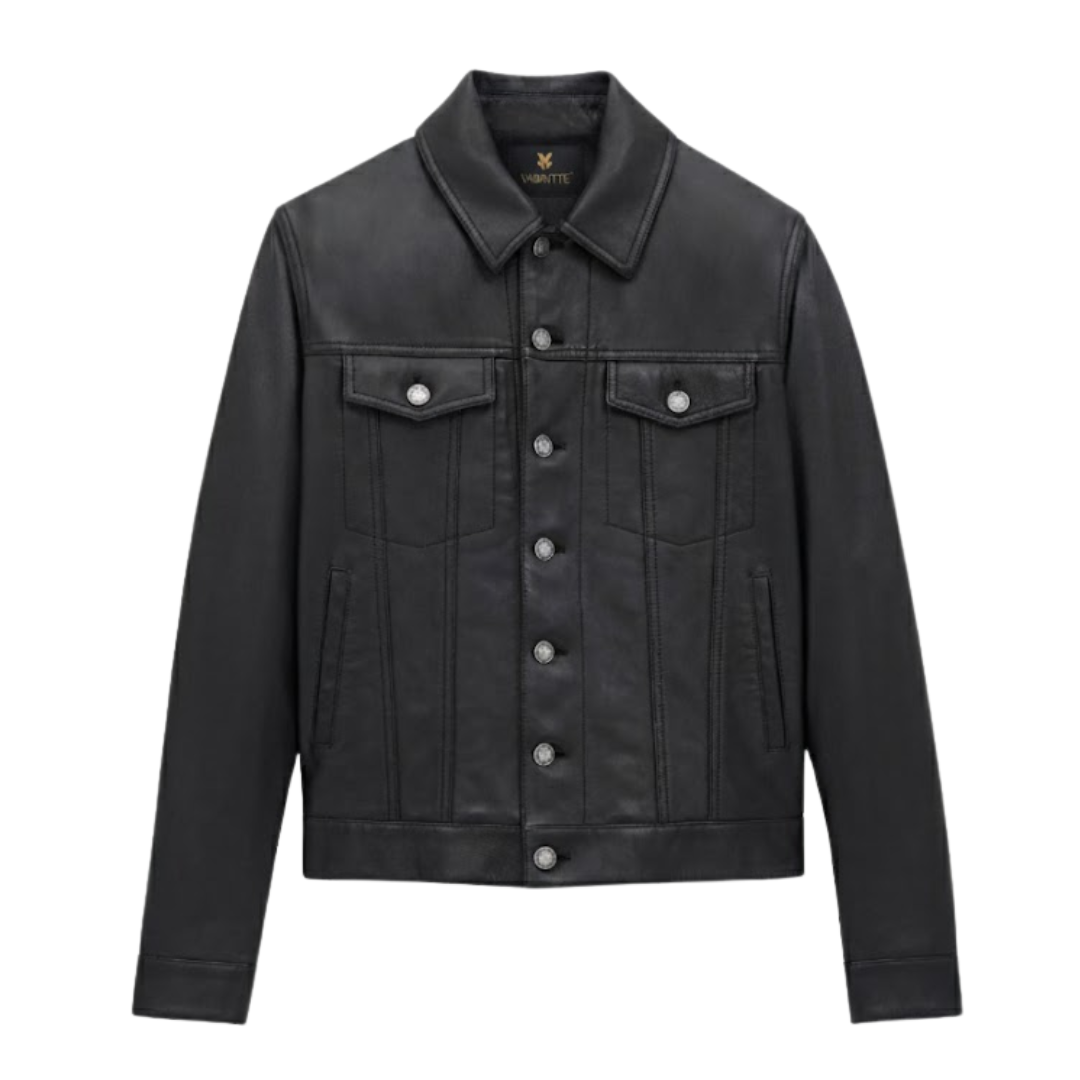 Vabritte™ Ironcrest Trucker Leather Jacket