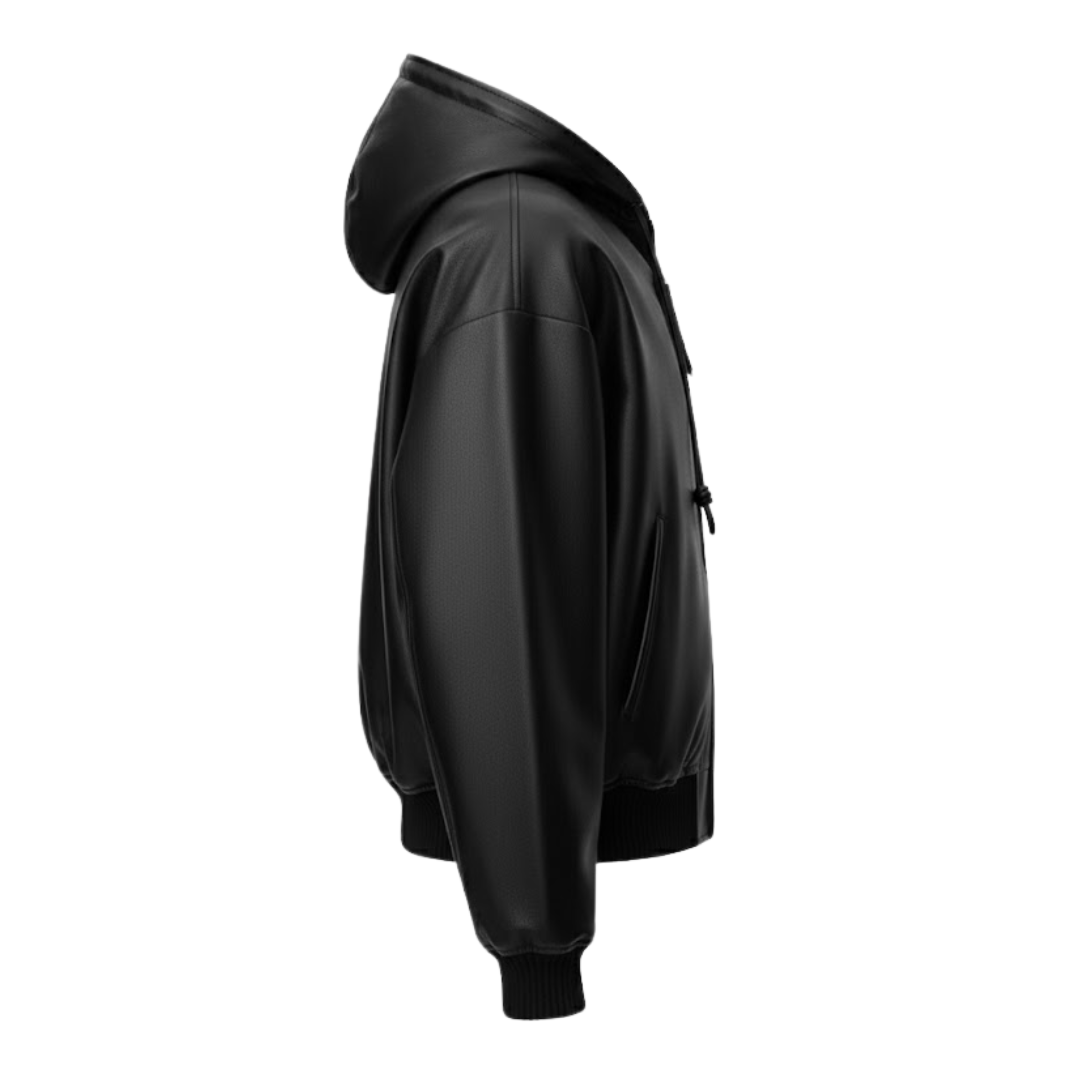 Vabritte™ Shadowline Hooded Leather Jacket