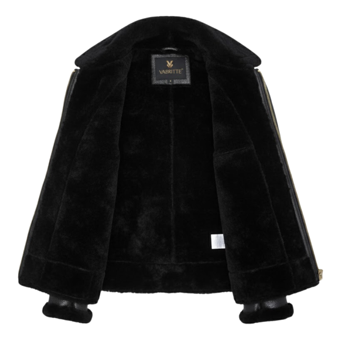 Vabritte™ Blackfrost Aviator Leather Jacket