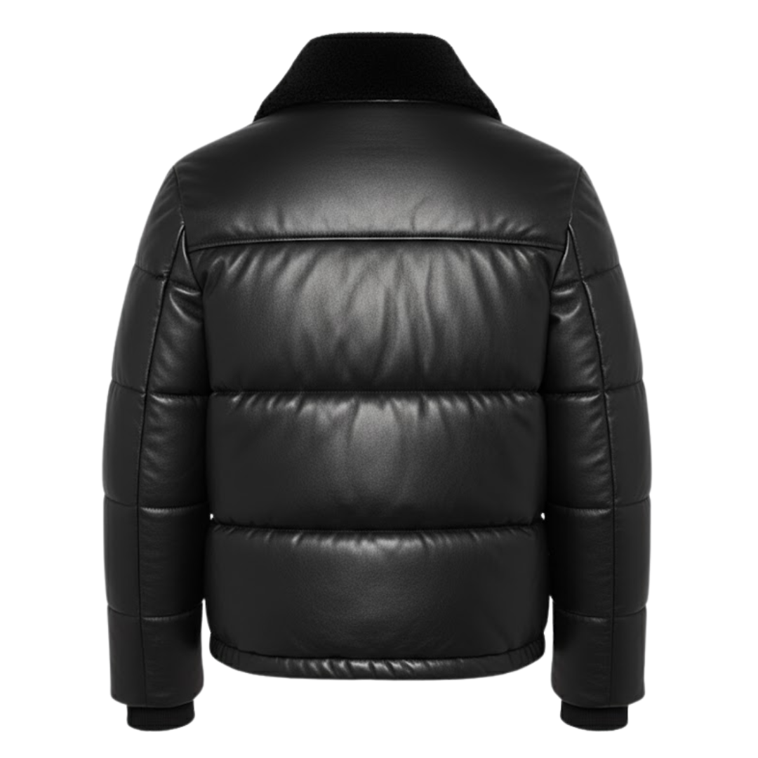 Vabritte™ Frostline Puffer Leather Jacket
