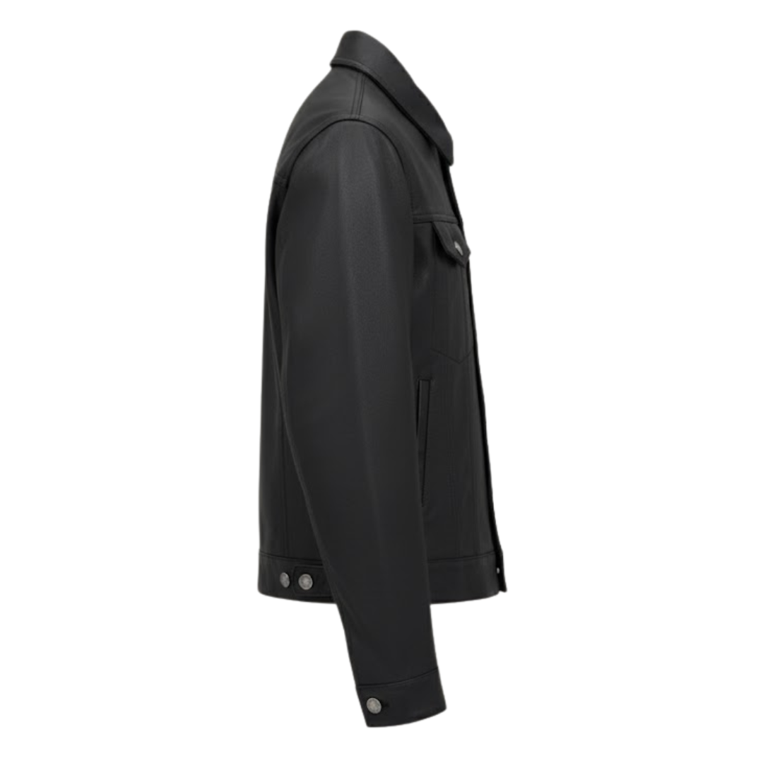 Vabritte™ Ironcrest Trucker Leather Jacket