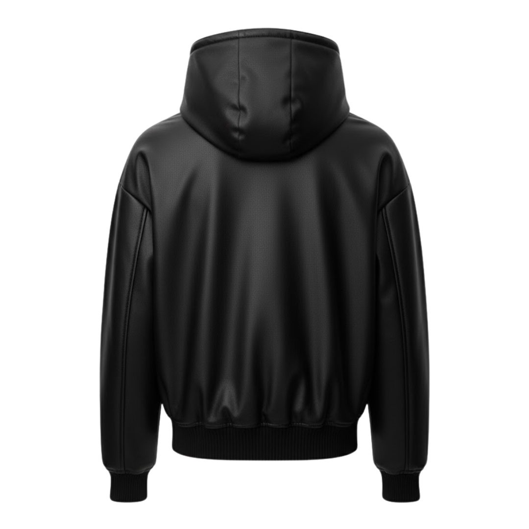 Vabritte™ Shadowline Hooded Leather Jacket