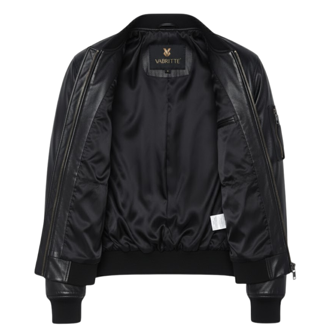 Vabritte™ Skyward Bomber Leather Jacket