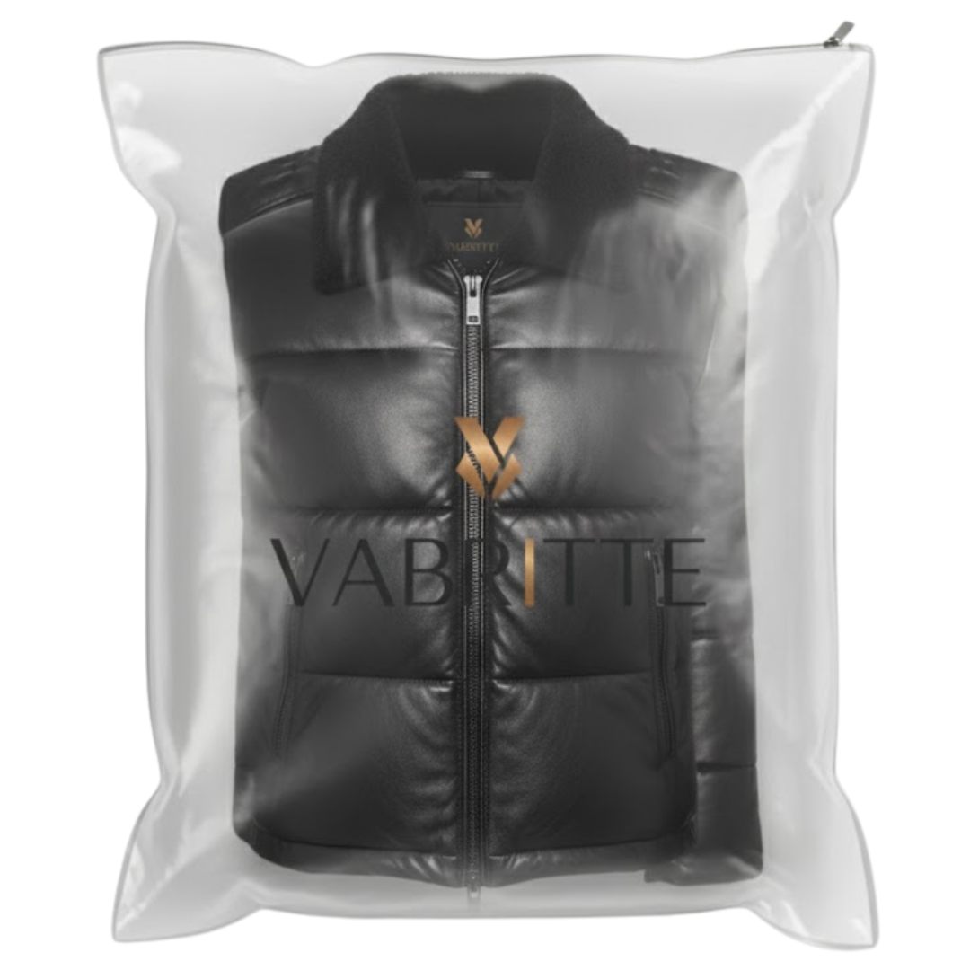 Vabritte™ Frostline Puffer Leather Jacket